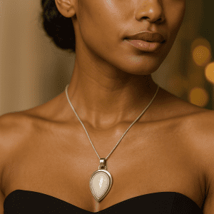 8” Sterling Silver Rope Necklace with Large Mother of Pearl Pendant | Extendable to 10” – UK Luxury Jewellery