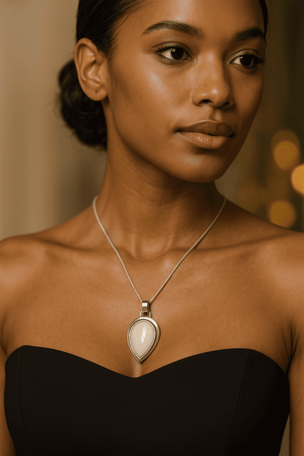 8” Sterling Silver Rope Necklace with Large Mother of Pearl Pendant | Extendable to 10” – UK Luxury Jewellery