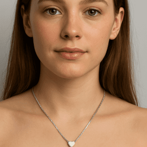 925 Sterling Silver Dainty Heart Pendant Necklace – 16/16.5 Inch – 2.38g