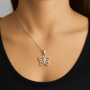 925 Sterling Silver Butterfly Pendant Necklace on 18" Fine Chain – 2.21g