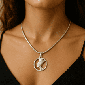 Italian Sterling Silver Egyptian Head Pendant with 14" Snake Chain Necklace – 925 Hallmarked, 19.65g