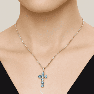Italian 925 Sterling Silver Blue Jadeite Cross Necklace – TGGC, 20" Chain, 8.31g