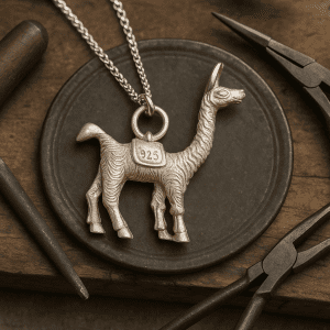 Solid Sterling Silver Llama Pendant on 16" Fine Chain – Handcrafted 925 Artisan Jewellery