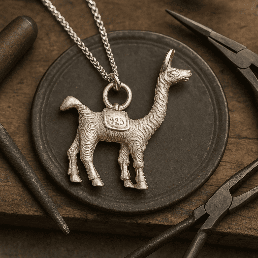 Solid Sterling Silver Llama Pendant on 16" Fine Chain – Handcrafted 925 Artisan Jewellery