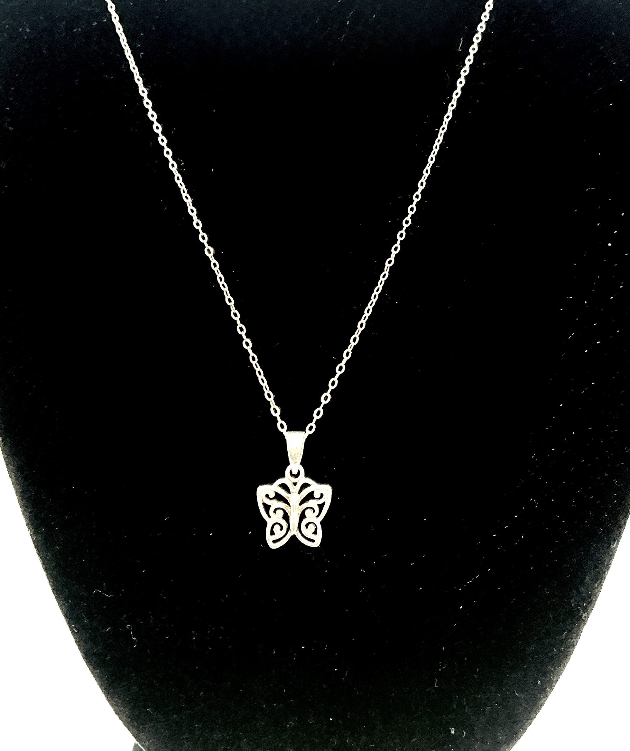925 Sterling Silver Butterfly Pendant Necklace on 18" Fine Chain – 2.21g - Image 4