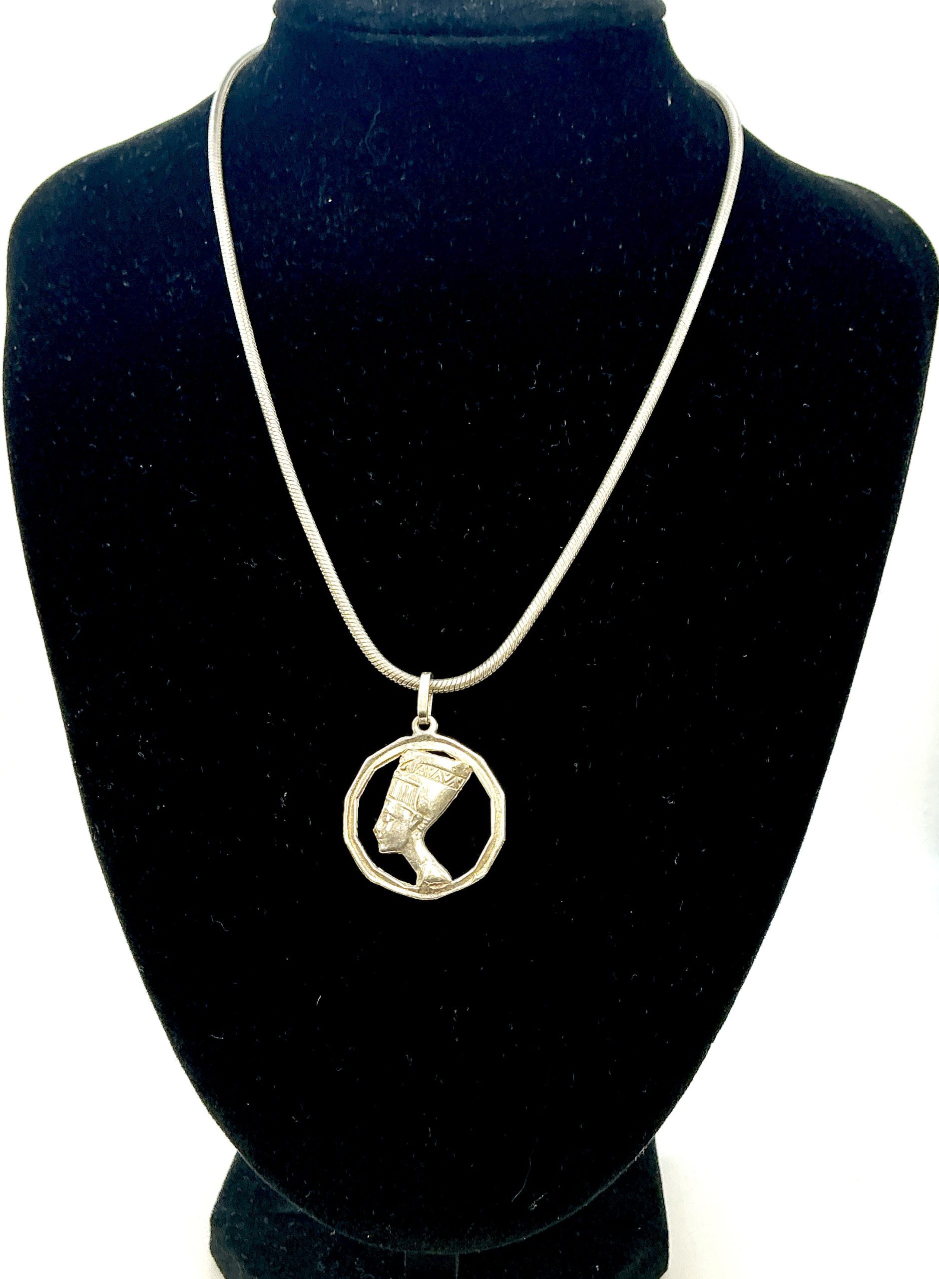 Italian Sterling Silver Egyptian Head Pendant with 14" Snake Chain Necklace – 925 Hallmarked, 19.65g - Image 7