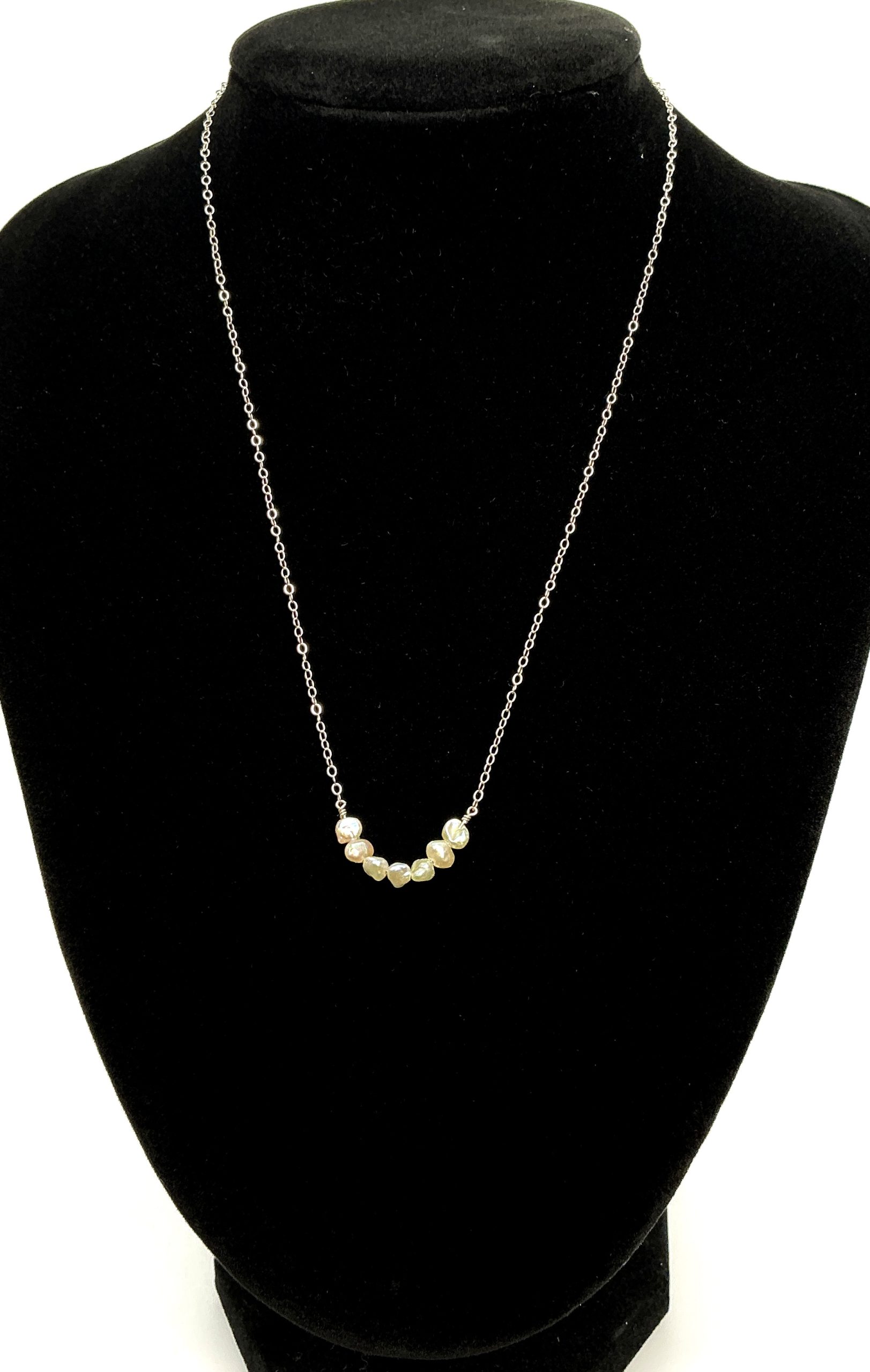 925 Baroque Pearl Bar Necklace – 16” Sterling Silver Chain – 1.16g – Minimalist Elegant Jewellery - Image 2