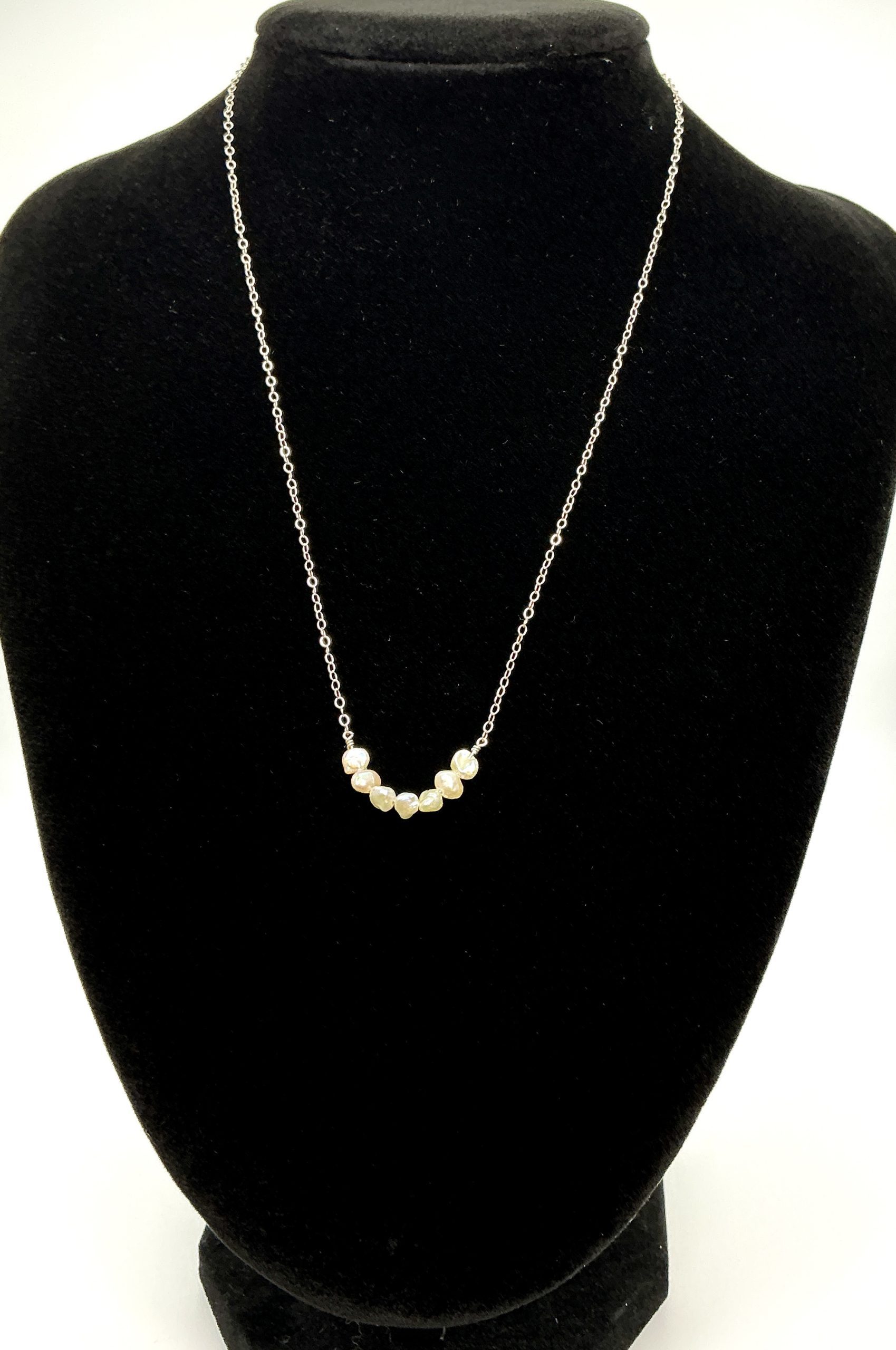 925 Baroque Pearl Bar Necklace – 16” Sterling Silver Chain – 1.16g – Minimalist Elegant Jewellery - Image 3