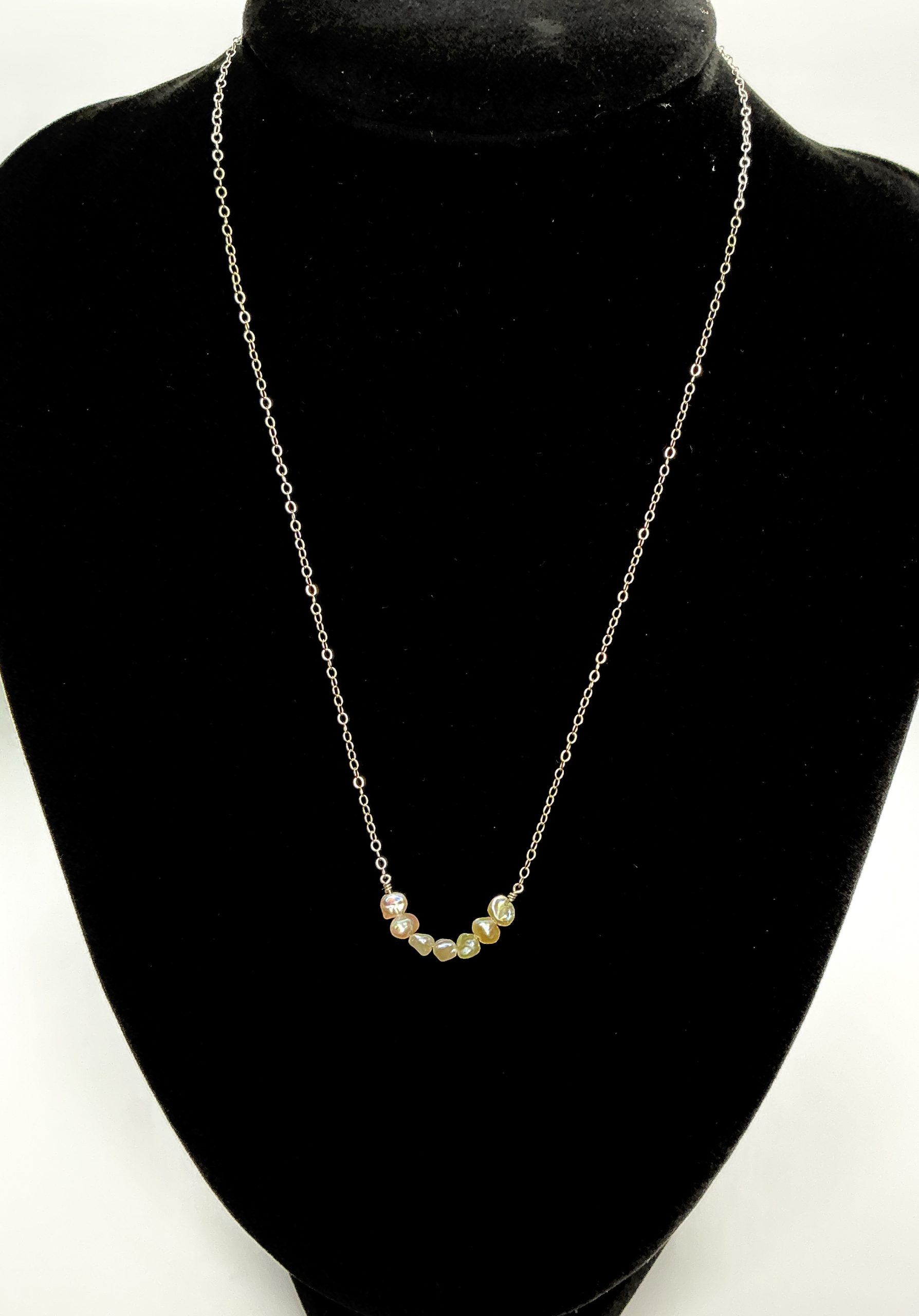 925 Baroque Pearl Bar Necklace – 16” Sterling Silver Chain – 1.16g – Minimalist Elegant Jewellery - Image 4