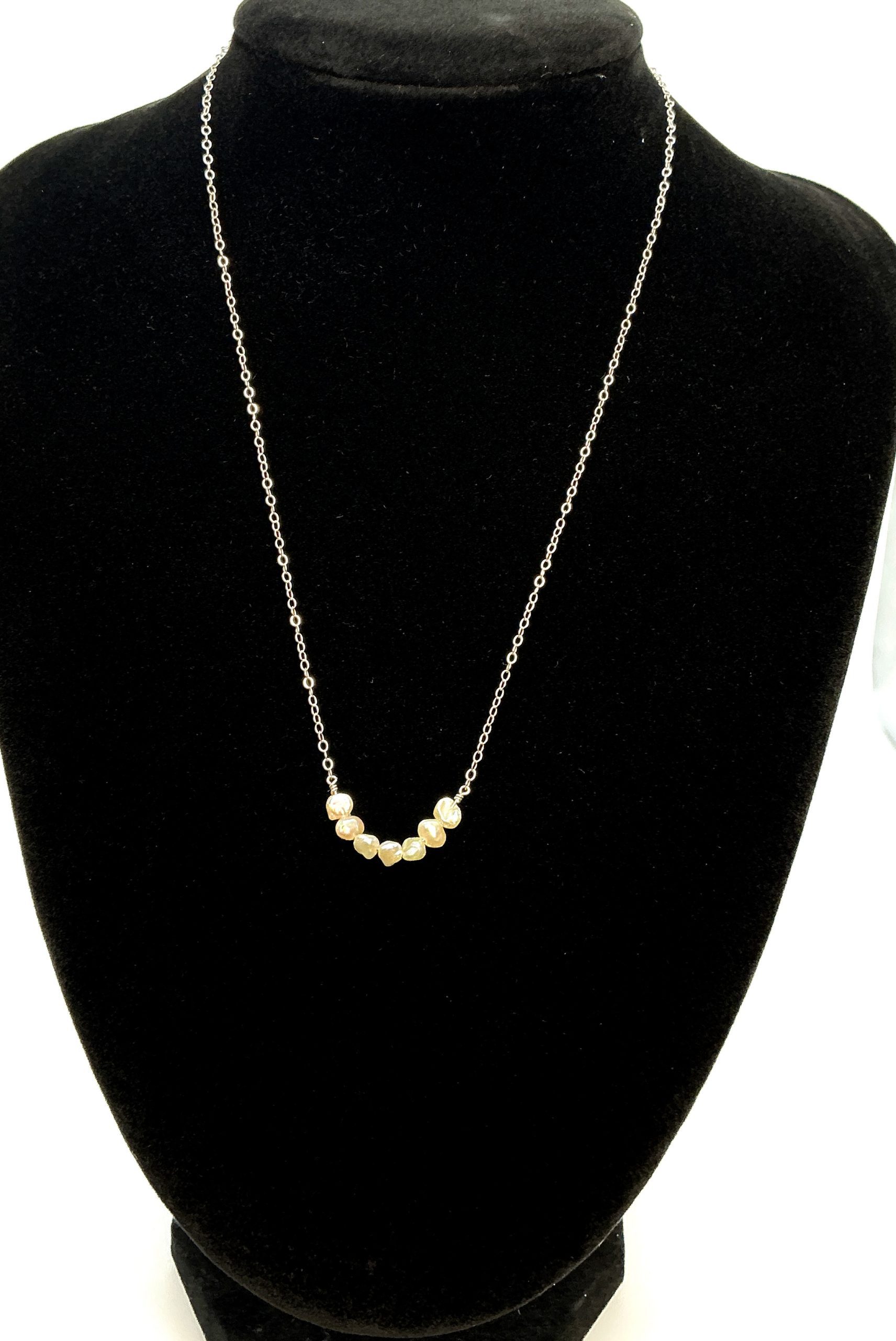 925 Baroque Pearl Bar Necklace – 16” Sterling Silver Chain – 1.16g – Minimalist Elegant Jewellery - Image 5