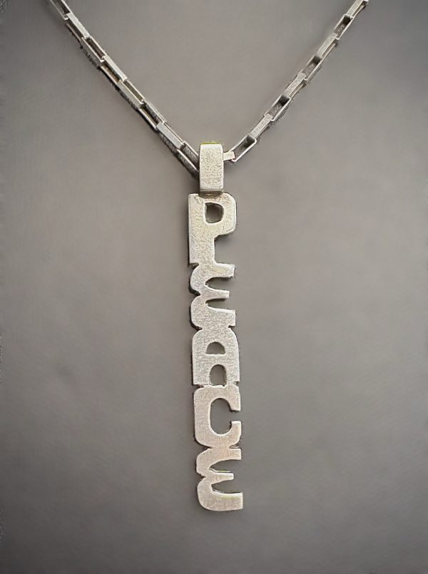 18” Sterling Silver necklace with “PEACE” pendant - Image 2