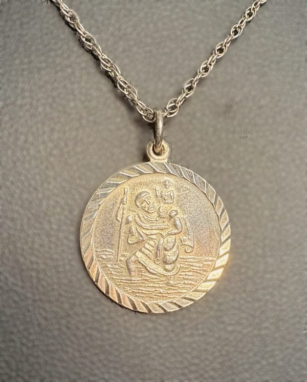 18” Sterling Silver chain with Saint Christopher pendant - Image 2