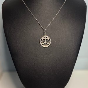 16” Sterling Silver Necklace with silver scales of justice pendant