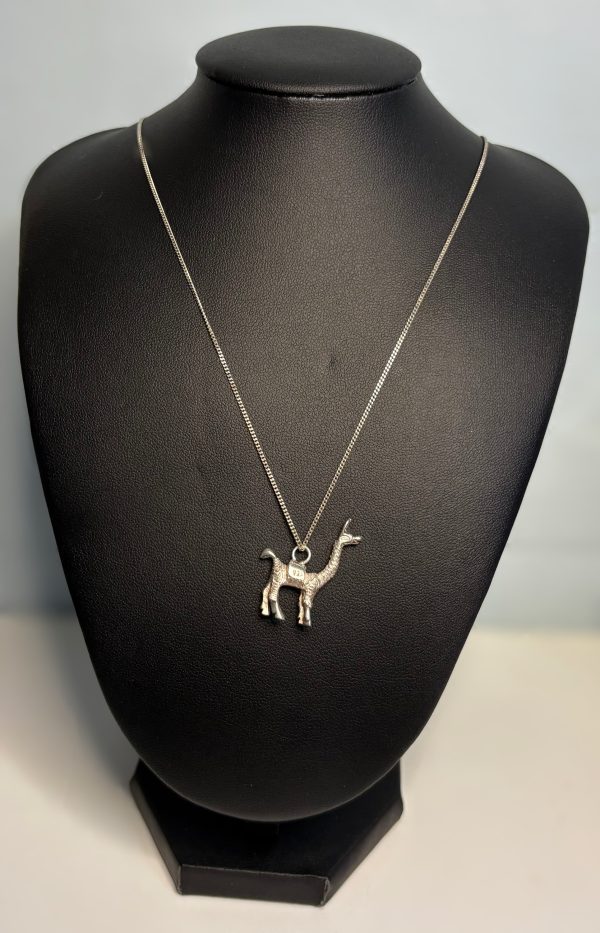 18” Sterling Silver necklace with silver llama pendant