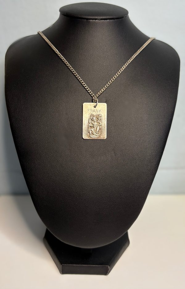 Vintage 1981 Sterling Silver St Christopher Pendant & Chain – Birmingham Hallmarked Religious Necklace