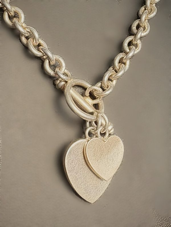 16” Heavy Sterling Silver heart choker - Image 2