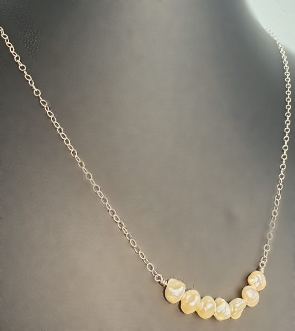 Sterling silver choker with small pearlescent stones - Image 9