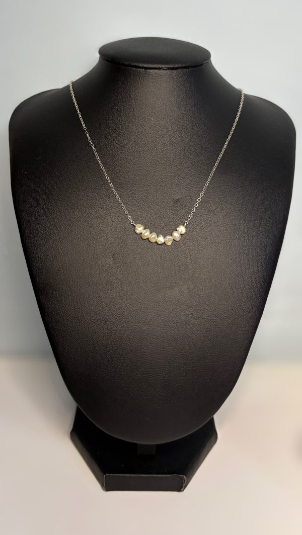 Sterling silver choker with small pearlescent stones - Image 8