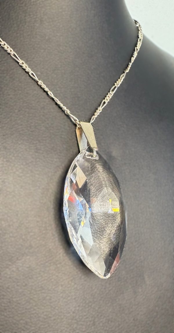 18” Sterling Silver chain with a large glass pendant - Image 2