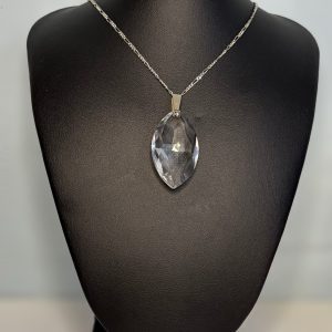 18” Sterling Silver chain with a large glass pendant
