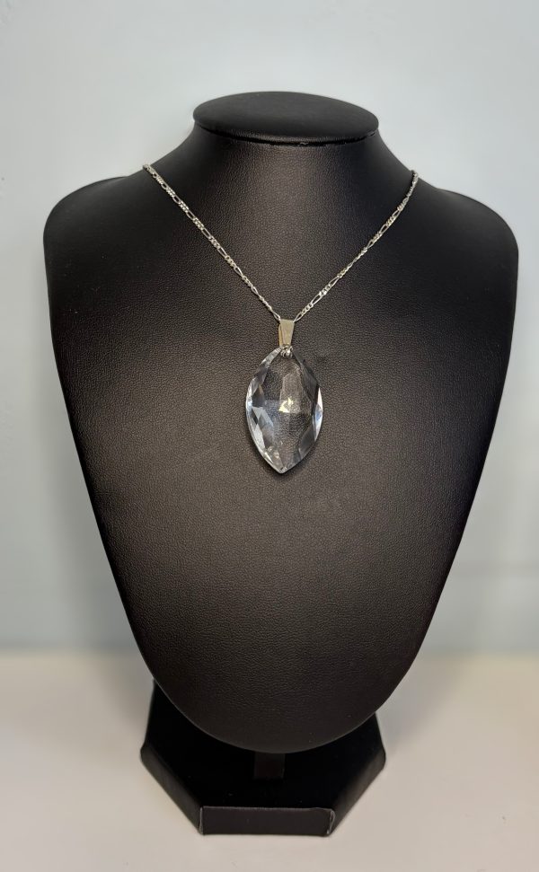 18” Sterling Silver chain with a large glass pendant