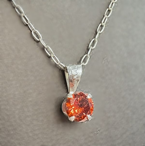 16” Sterling Silver necklace with red stone silver pendant - Image 2