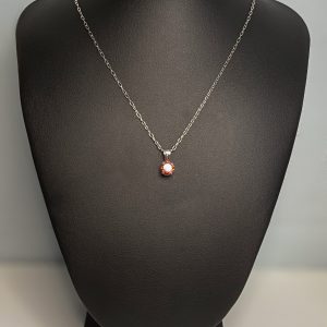 16” Sterling Silver necklace with red stone silver pendant