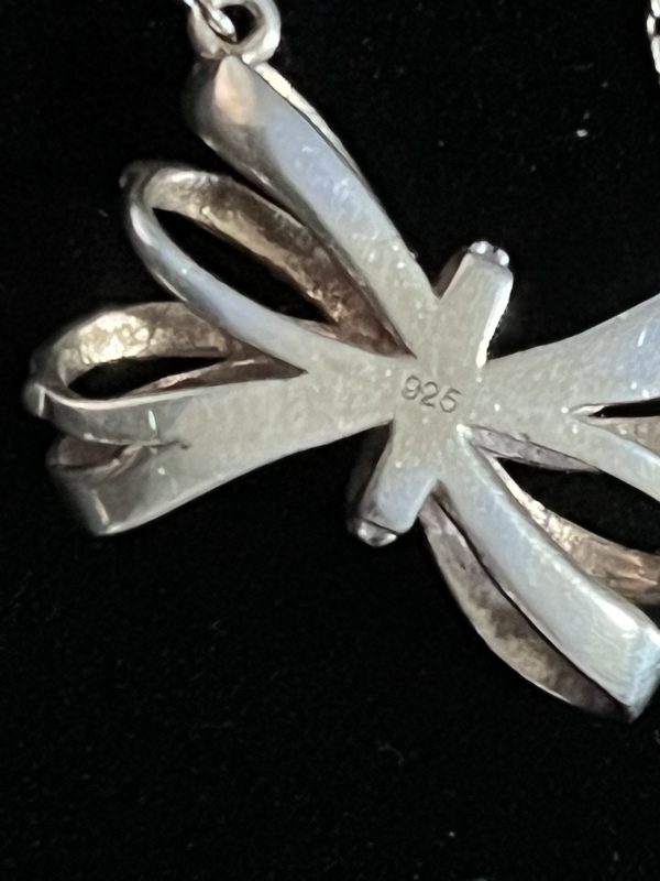 16” Sterling Silver necklace with beautiful bow pendant - Image 3