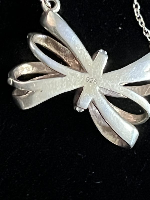 16” Sterling Silver necklace with beautiful bow pendant - Image 2