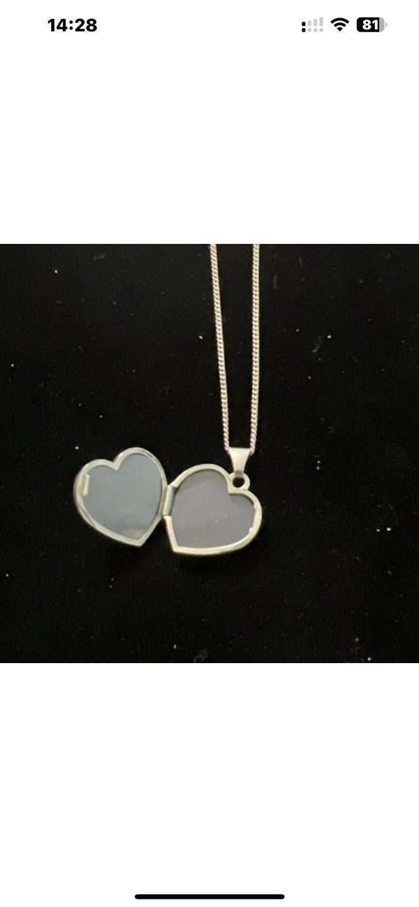 Sterling Silver heart Locket on a 8.5” Sterling Necklace - Image 2