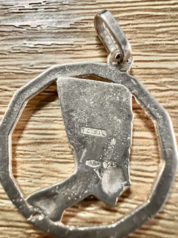 15” Sterling Silver thick snake chain with vintage silver Egyptian pendant - Image 3
