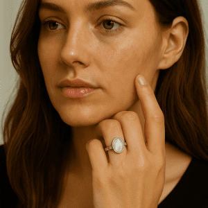 Sterling Silver Mother-of-Pearl Statement Ring – Size K½ – 4.1g