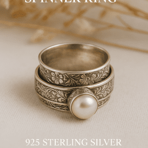Vintage Pearl Spinner Ring | 925 Sterling Silver | Ring Size L