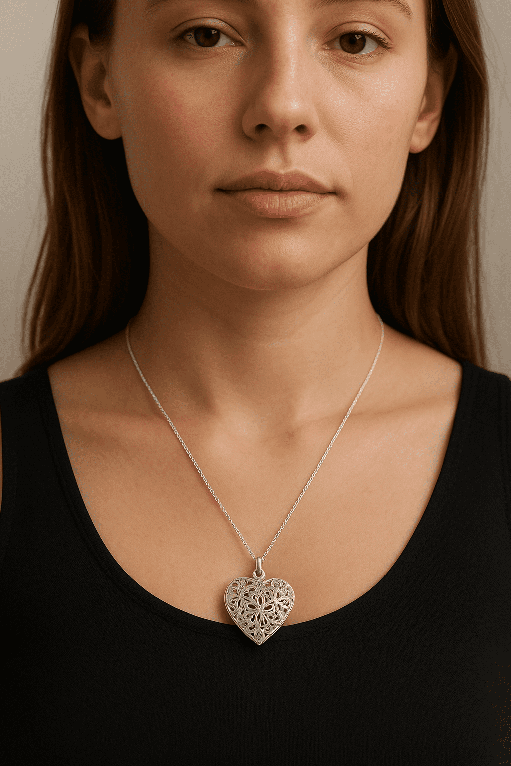 925 Sterling Silver Filigree Heart Pendant Necklace – 16 Inch – 9.37g - Image 5