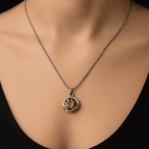 925 Sterling Silver Green Glass Pendant Necklace – 14.5 Inch Chain – 13.33g -Stefani Argento, Vicenza – Hallmarked 1187 VI