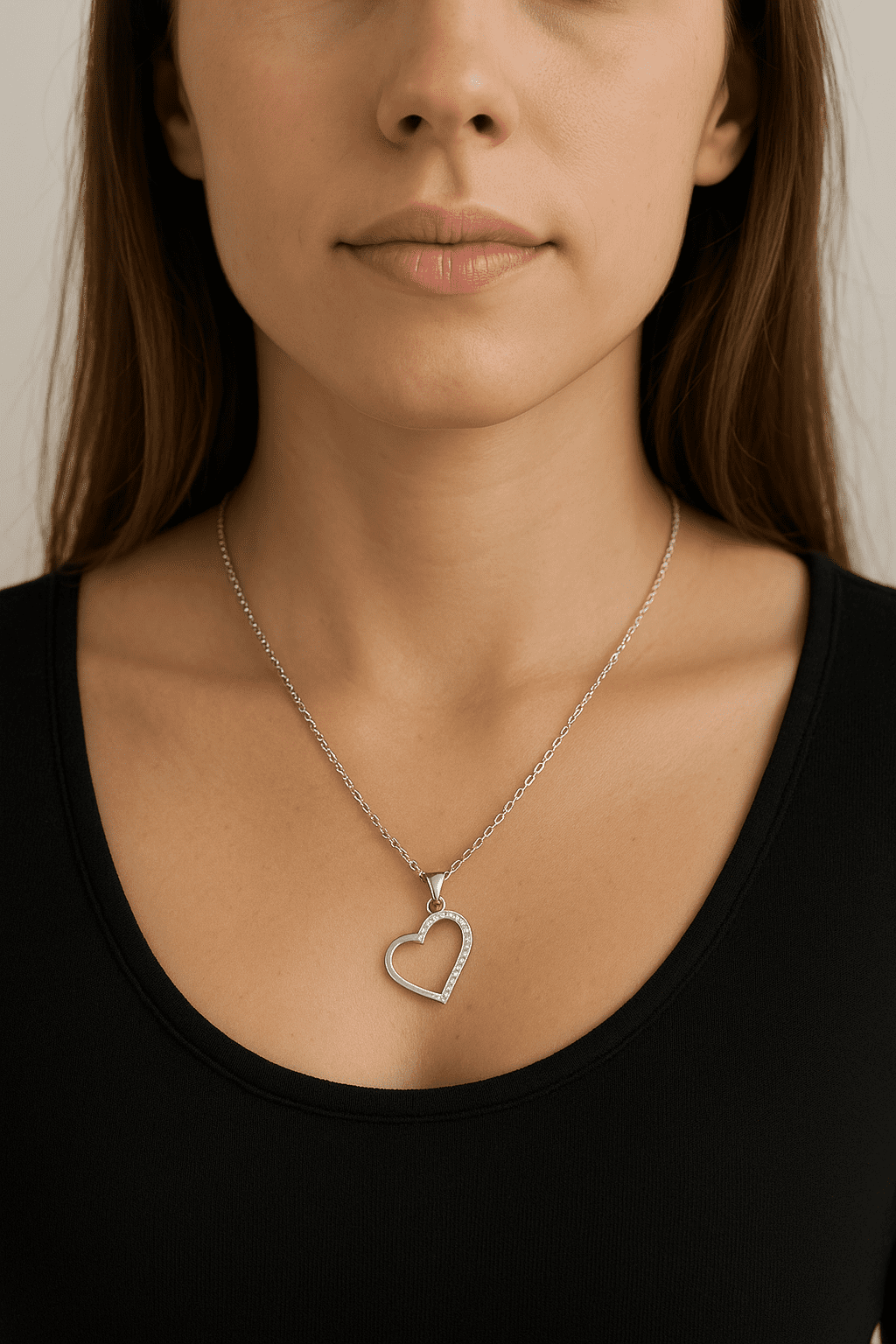 925 Sterling Silver Open Heart Necklace with CZ Accents – 16 Inch – 3.57g - Image 9