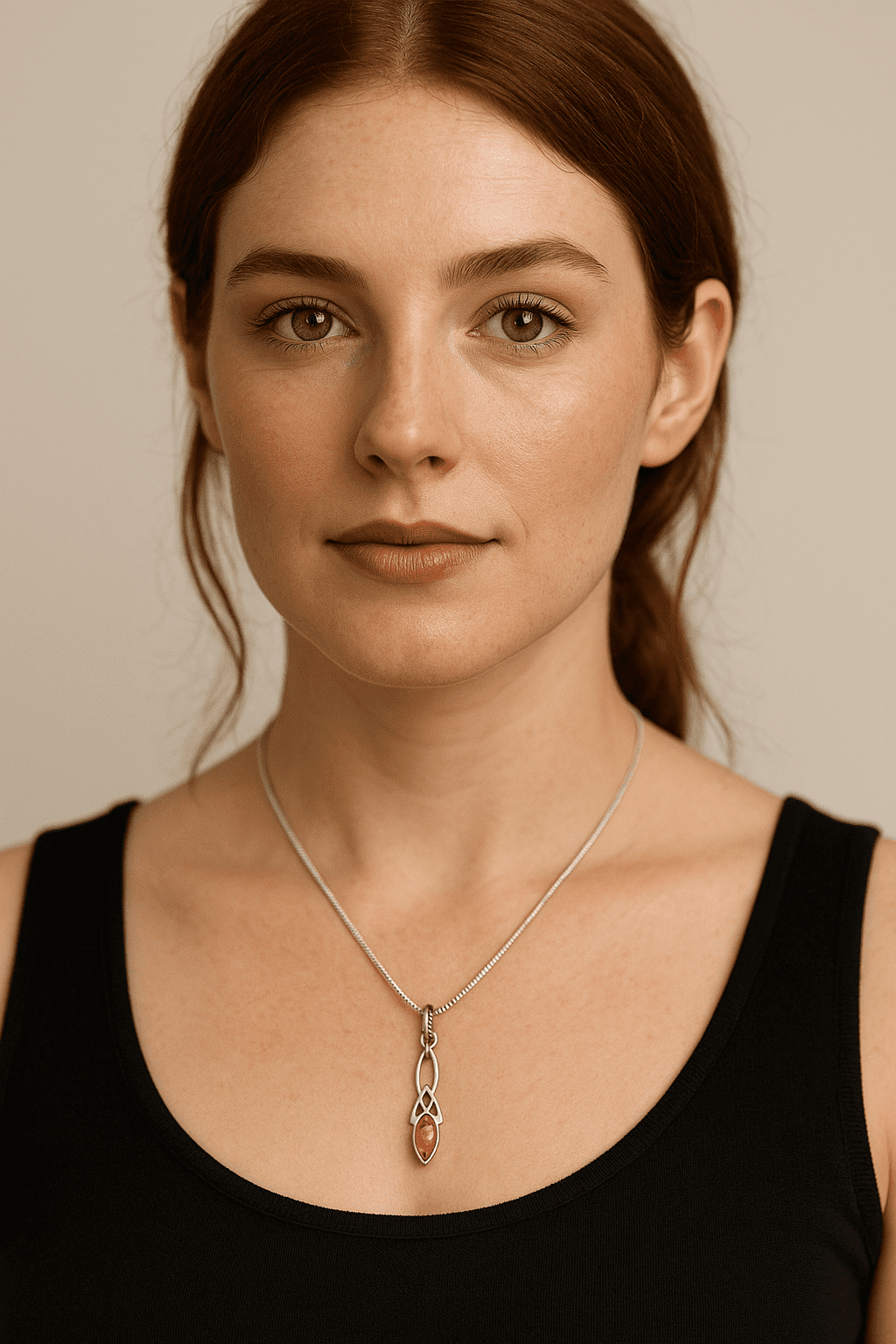 Italian 925 Sterling Silver Celtic Amber Pendant Necklace – 16 Inch – 3.07g