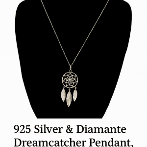 925 Sterling Silver Dreamcatcher Pendant with Diamanté Accents on Fine 18" Chain – 4.16g