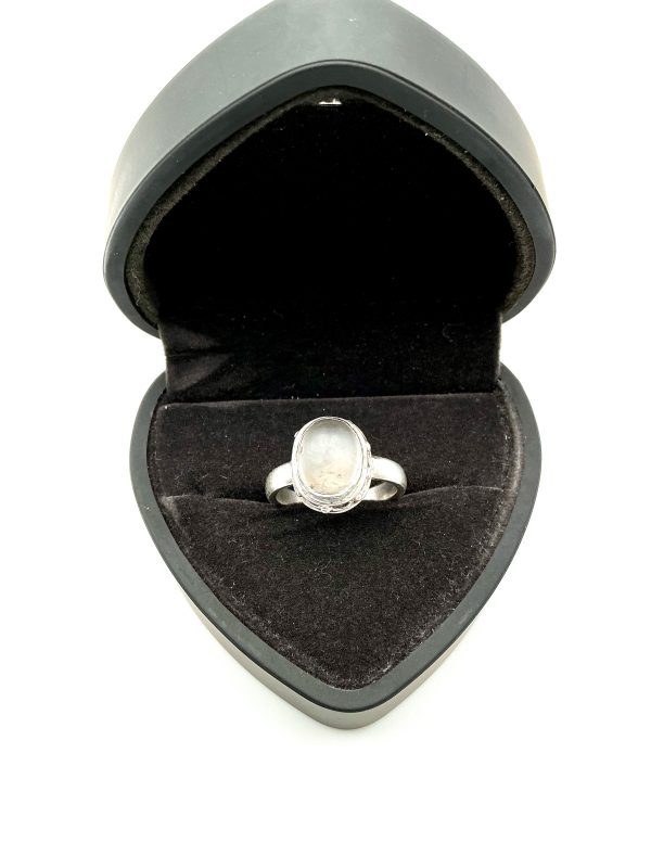 Artisan 900 Silver Clear Quartz Ring – Oval Cabochon, Size Q, 5.8g - Image 7
