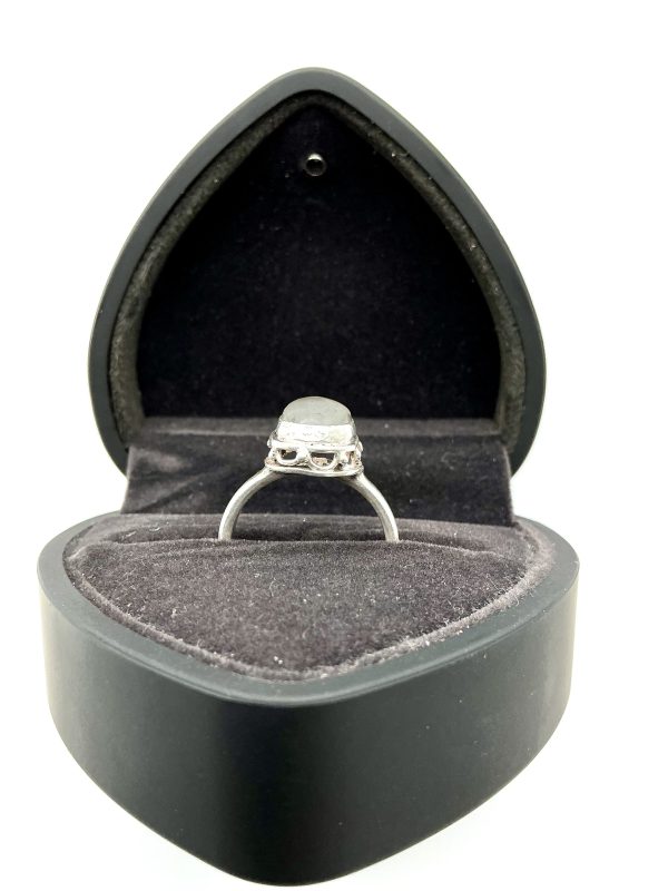 Artisan 900 Silver Clear Quartz Ring – Oval Cabochon, Size Q, 5.8g - Image 8