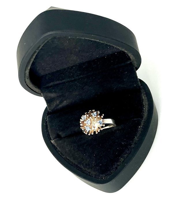 Vintage Sterling Silver Aquamarine Starburst Ring – Size K – 5.6g - Image 8