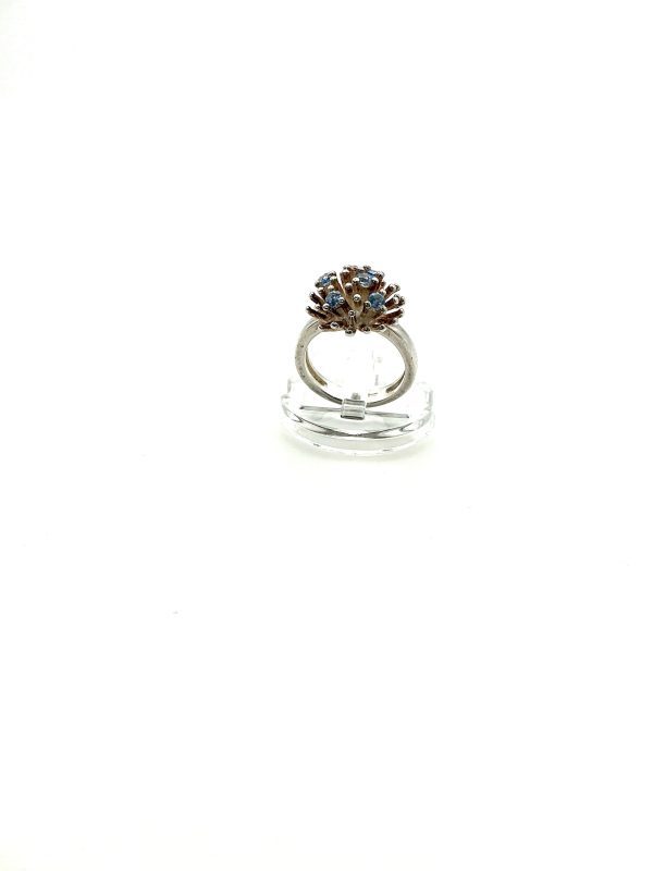Vintage Sterling Silver Aquamarine Starburst Ring – Size K – 5.6g - Image 11