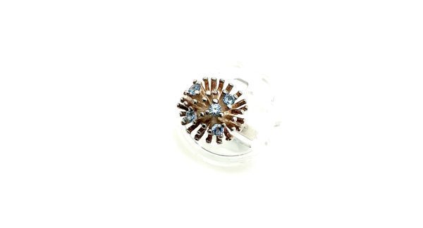 Vintage Sterling Silver Aquamarine Starburst Ring – Size K – 5.6g - Image 10