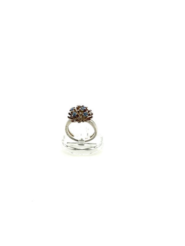 Vintage Sterling Silver Aquamarine Starburst Ring – Size K – 5.6g - Image 9