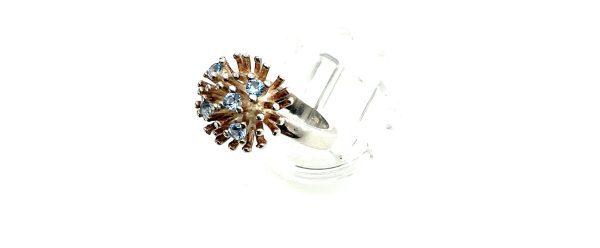 Vintage Sterling Silver Aquamarine Starburst Ring – Size K – 5.6g - Image 6