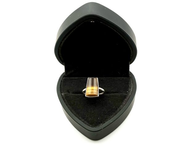 Luxury Sterling Silver Tiger’s Eye Ring – Rectangular Cut – 2.1g – Size K/L (Resizable) - Image 3