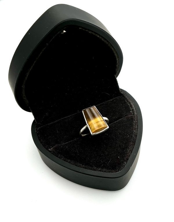 Luxury Sterling Silver Tiger’s Eye Ring – Rectangular Cut – 2.1g – Size K/L (Resizable) - Image 5
