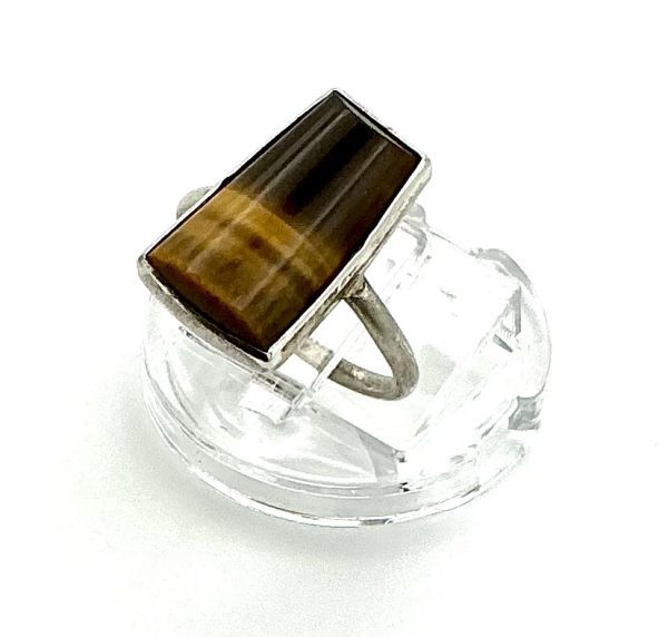Luxury Sterling Silver Tiger’s Eye Ring – Rectangular Cut – 2.1g – Size K/L (Resizable) - Image 9