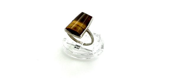 Luxury Sterling Silver Tiger’s Eye Ring – Rectangular Cut – 2.1g – Size K/L (Resizable) - Image 8