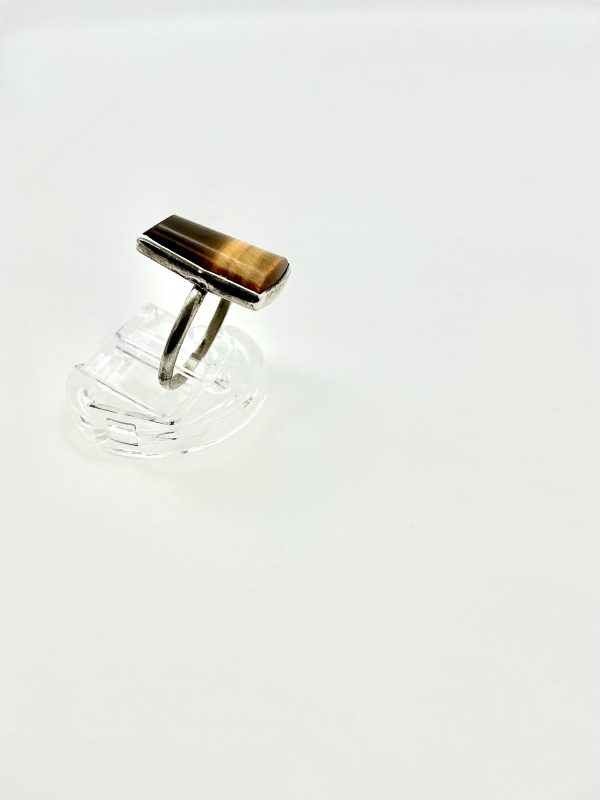 Luxury Sterling Silver Tiger’s Eye Ring – Rectangular Cut – 2.1g – Size K/L (Resizable) - Image 7